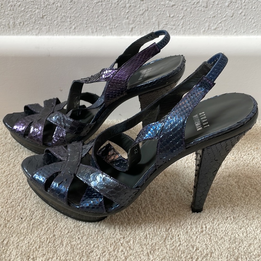 Stuart Weitzman Python Animal Print Slingback San… - image 4